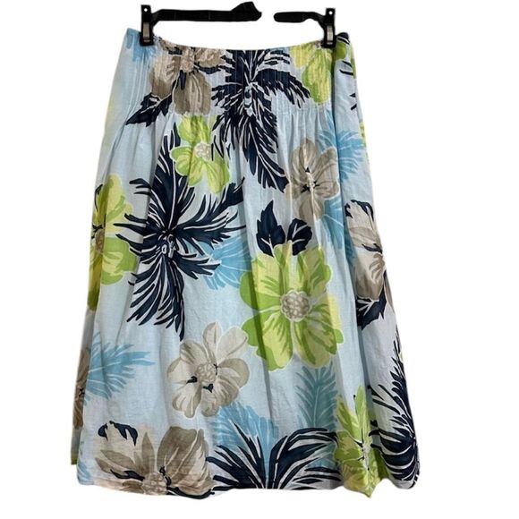 VTNG TALBOTS COLLECTION SILK BLEND TROPICAL PRINT A LINE PLEATED‎ MIDI SKIRT 4 - Picture 1 of 10